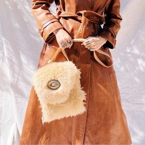 IDA+MOON handmade shearling outlaw shoulder bag in creamy shearling